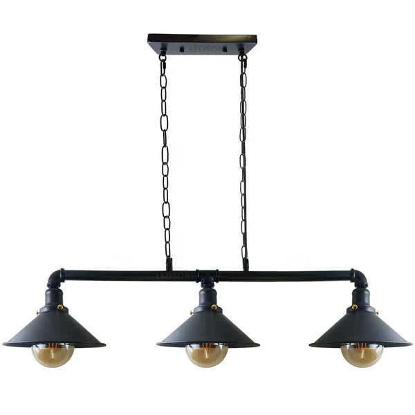 Plafondlamp Industrieel Steampunk Metaal Zwart 3-Lichts E27 Vintage Eetkamer Keuken