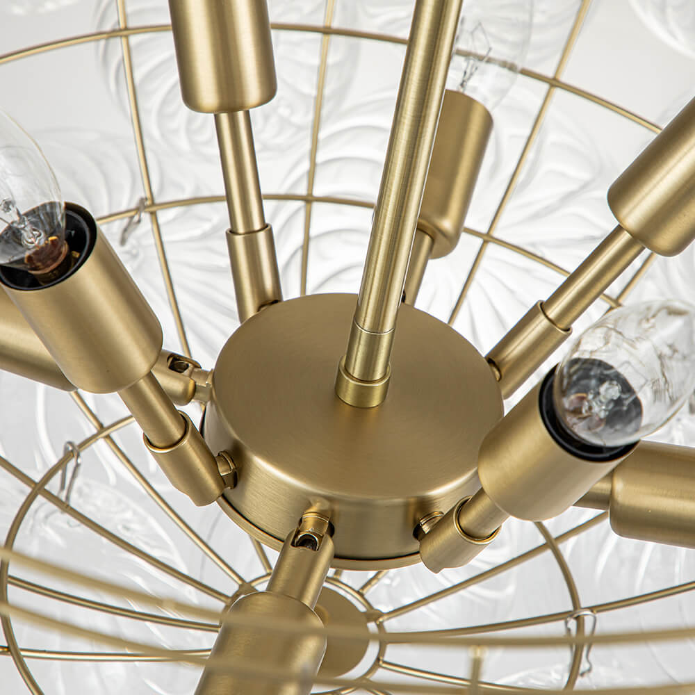 Moderne Glazen Kroonluchter met Geribbelde Bollen voor Eetkamer & Woonkamer | Restfield