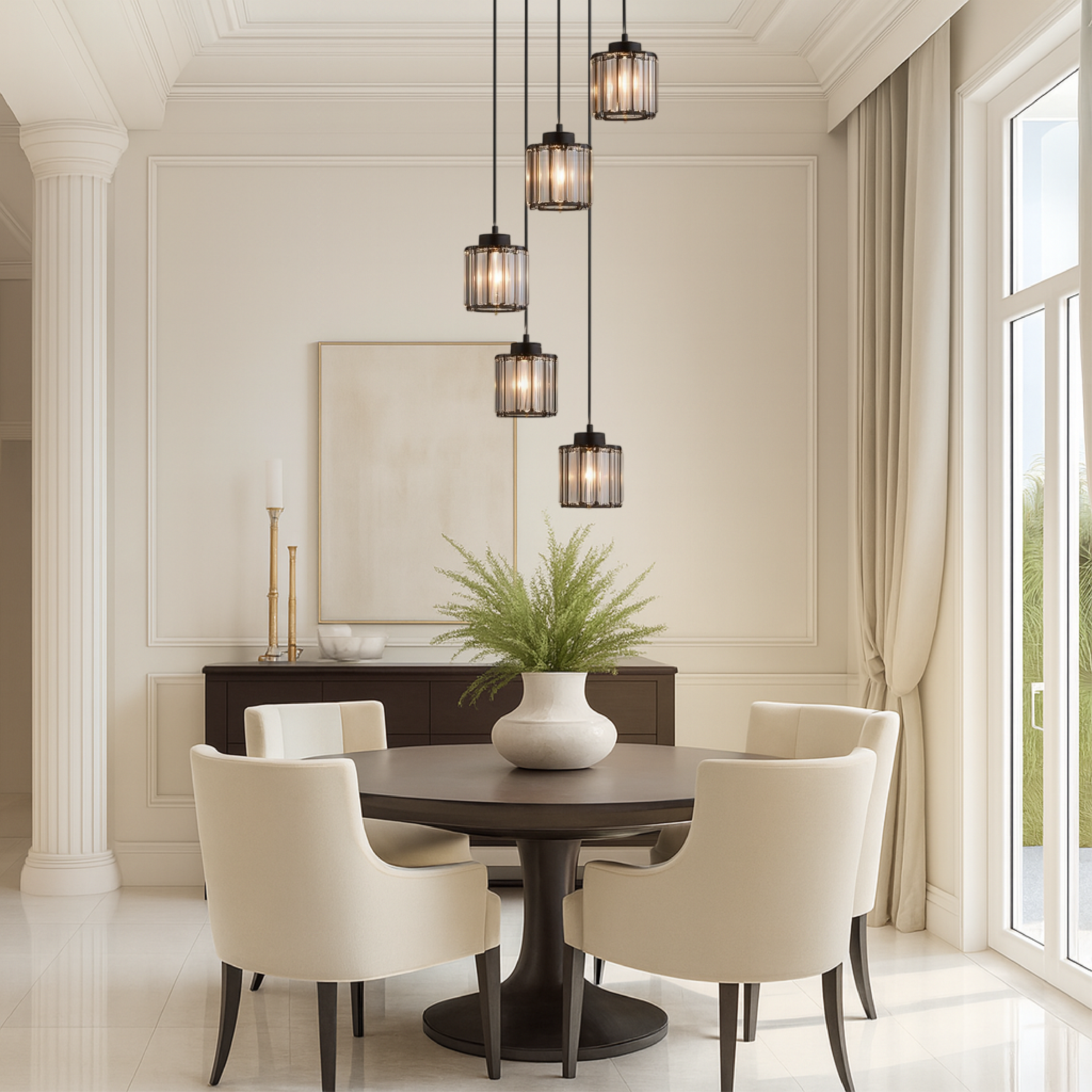 Lustre d'escalier Ida en cristal verre métal noir éclairage escalier hall suspension moderne lampe cristal plafond haut | Restfield