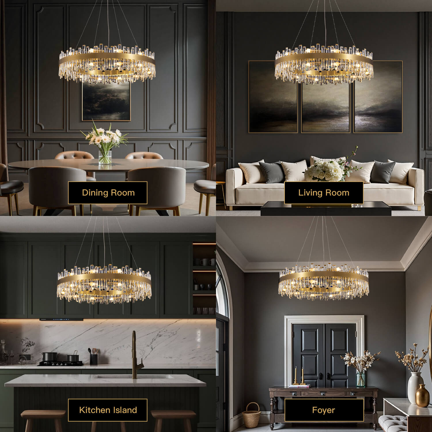 Kristallen Kroonluchter Rond Goud K9 Crystal 12-20 Lichts Luxe Plafondlamp | Restfield