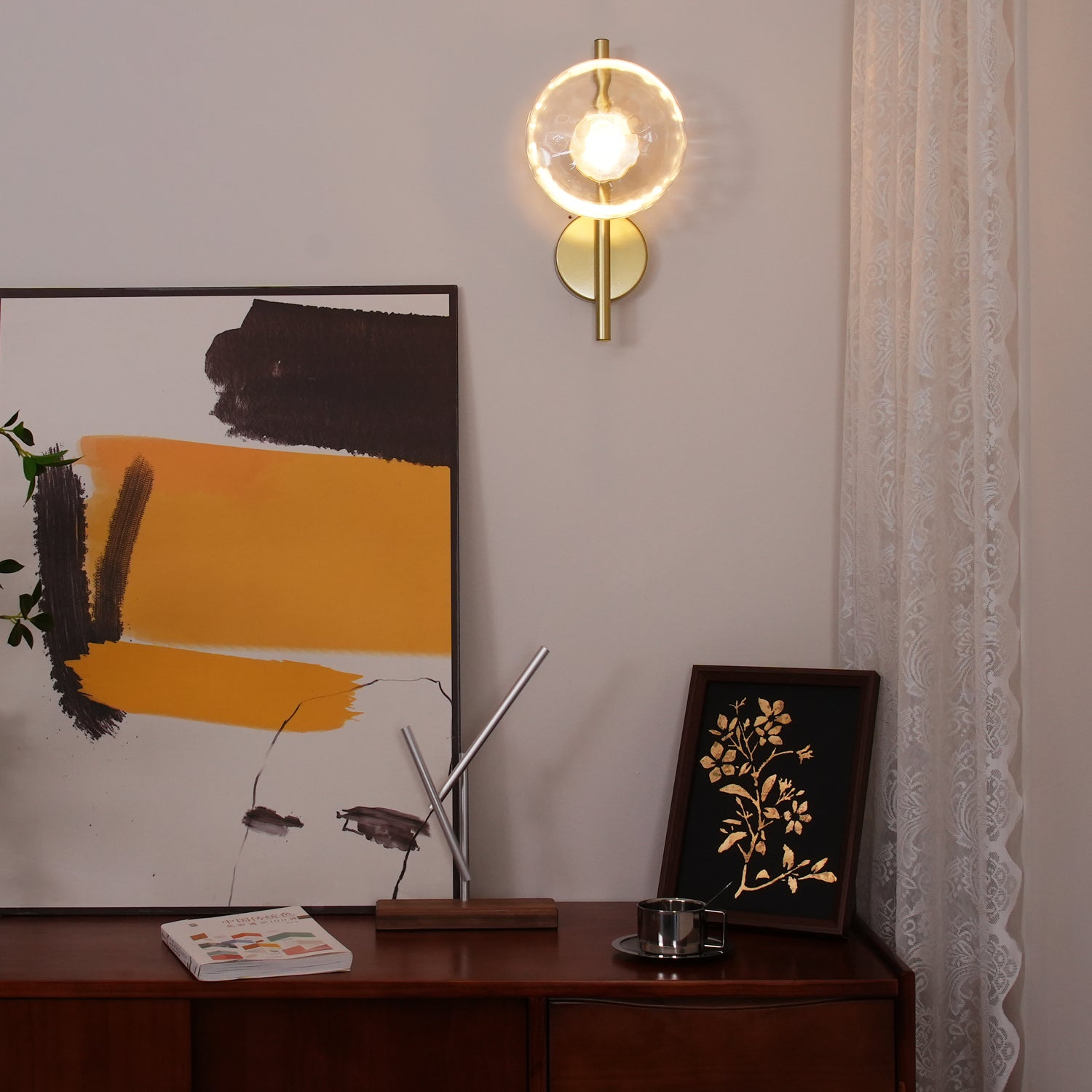 Wandlamp Glas Rond Scandinavisch LED 5W Zwart Goud 20cm Design | Restfield