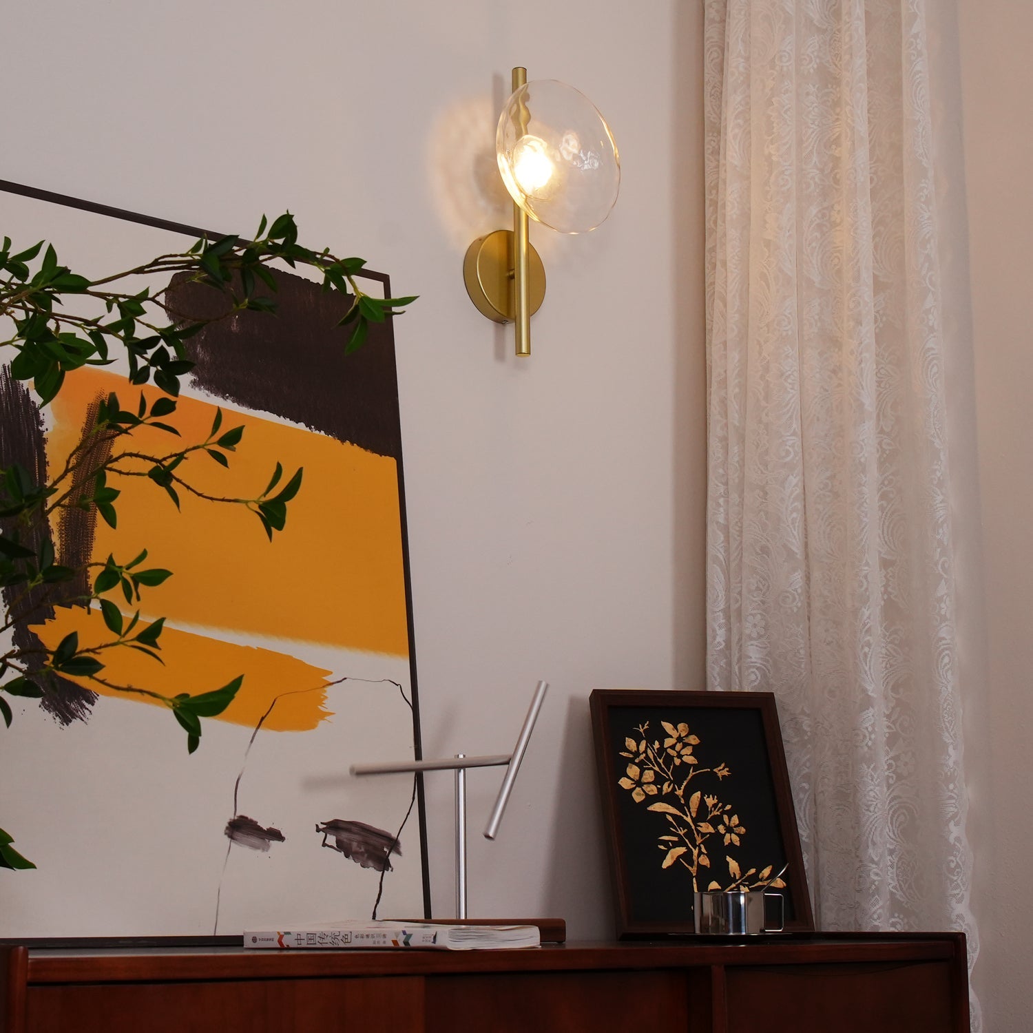 Wandlamp Glas Rond Scandinavisch LED 5W Zwart Goud 20cm Design | Restfield