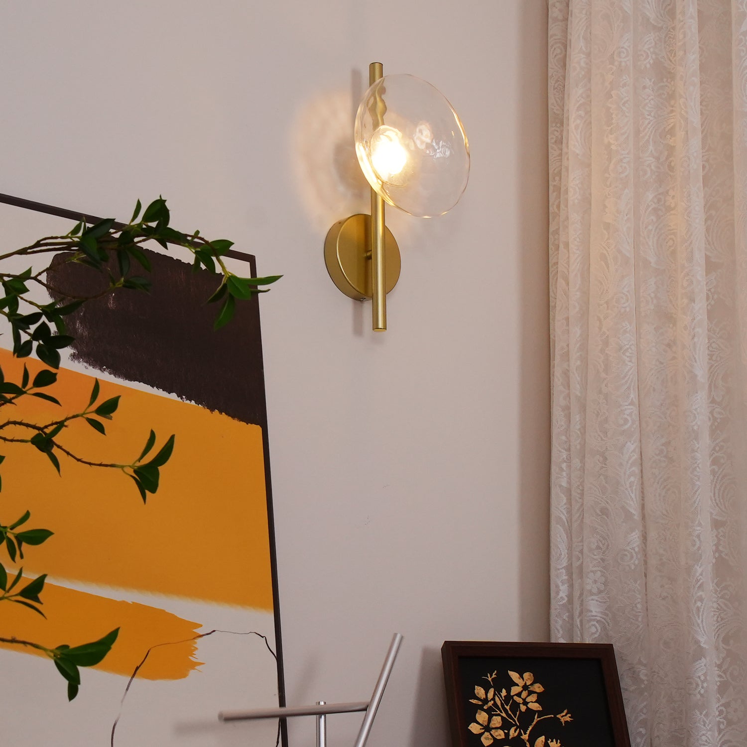 Wandlamp Glas Rond Scandinavisch LED 5W Zwart Goud 20cm Design | Restfield