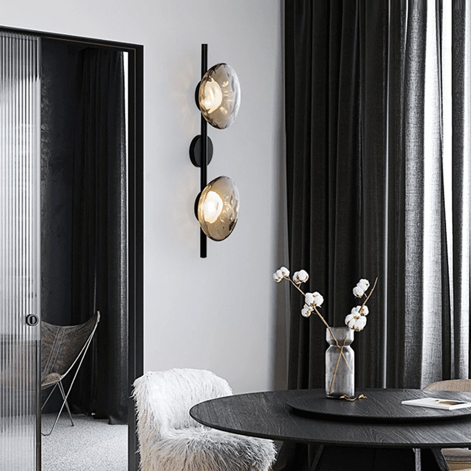 Wandlamp Glas Rond Scandinavisch LED 5W Zwart Goud 20cm Design | Restfield