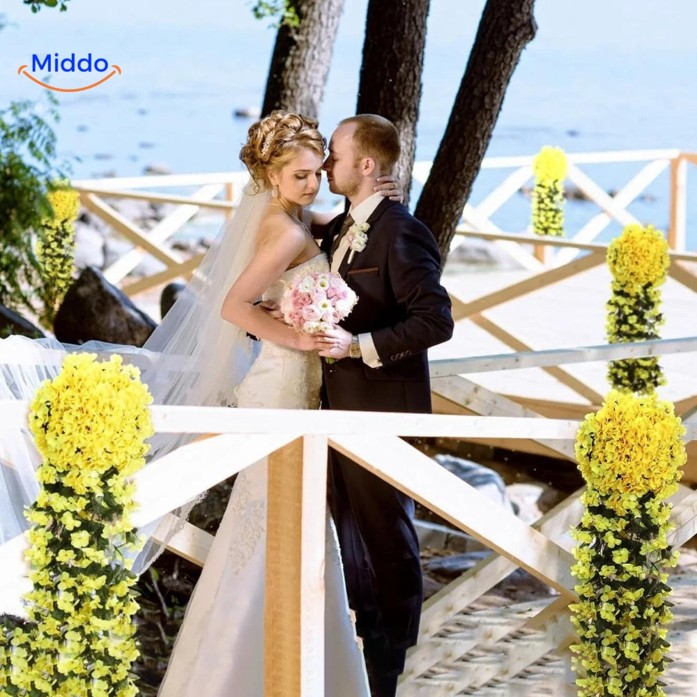 Kunst orchidee hangplant met hangende bloemen voor wanddecoratie, interieur en bruiloften | Restfield