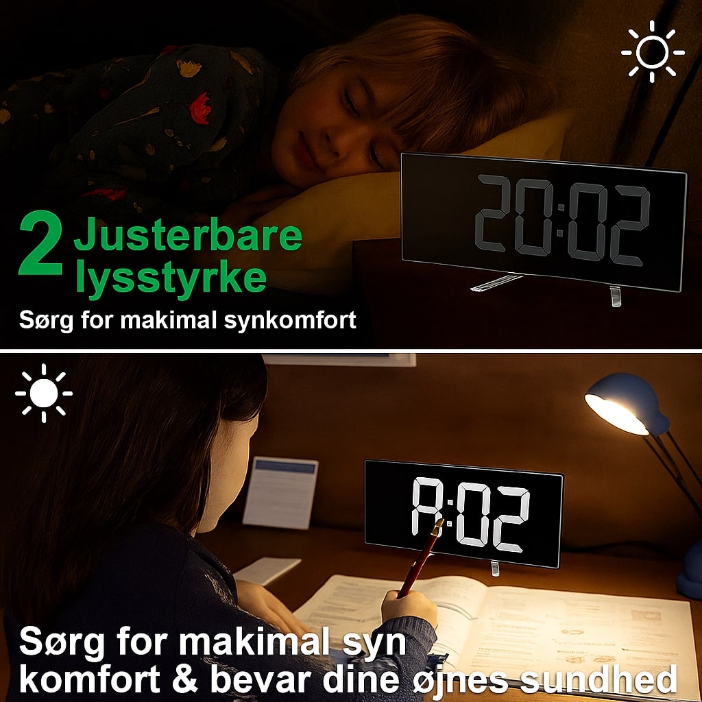 Digitale LED Wekker met Gebogen Display – Automatische Lichtregeling & Groot Scherm | Restfield