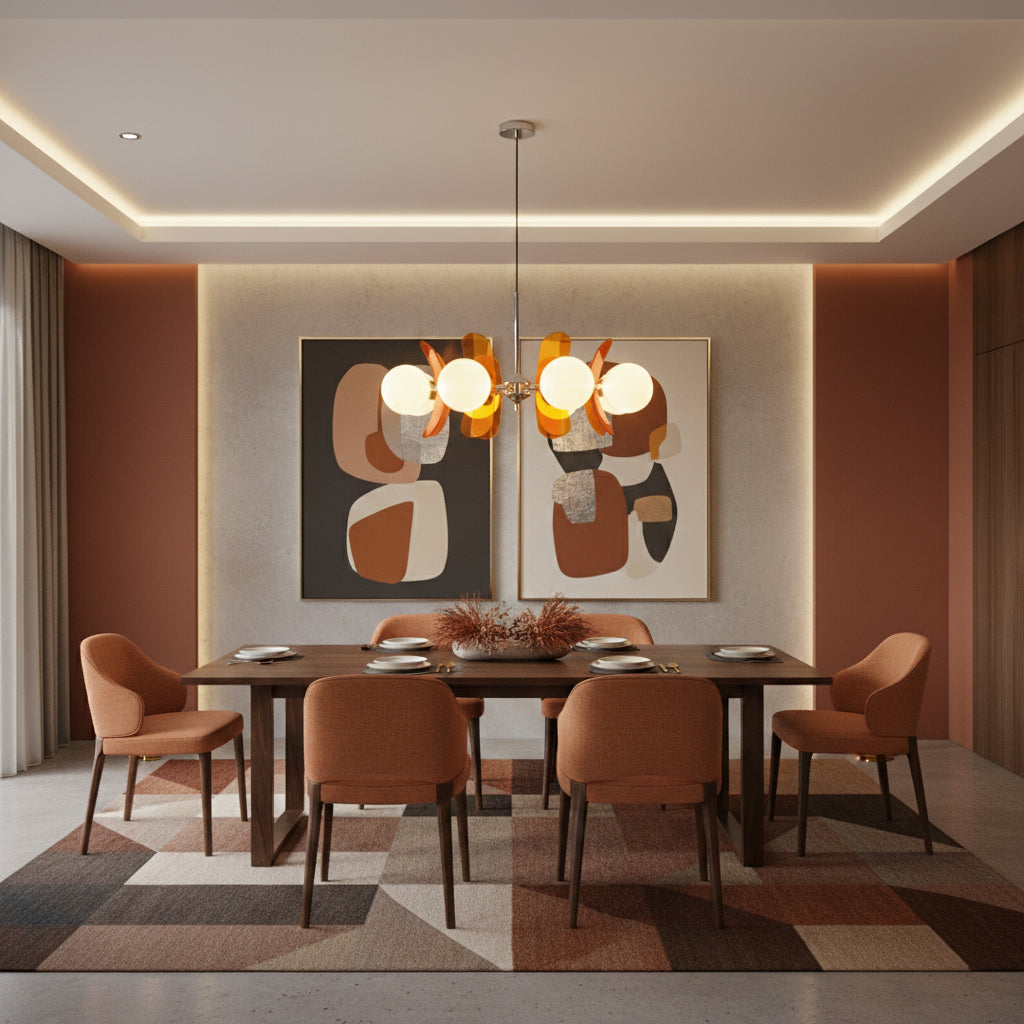 Moderne Sputnik Kroonluchter met Gekleurde Acryl Elementen en Witte Glazen Bollen – Design Hanglamp Meerdere Lichtpunten | Restfield