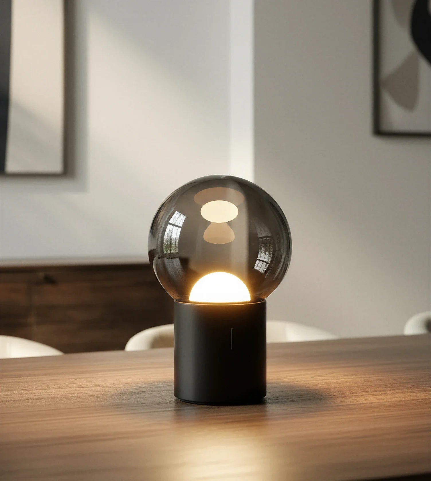 Draadloze Tafellamp LED Oplaadbaar Touch Dimbaar Glasdesign Schwarz Chrom 20cm | Restfield