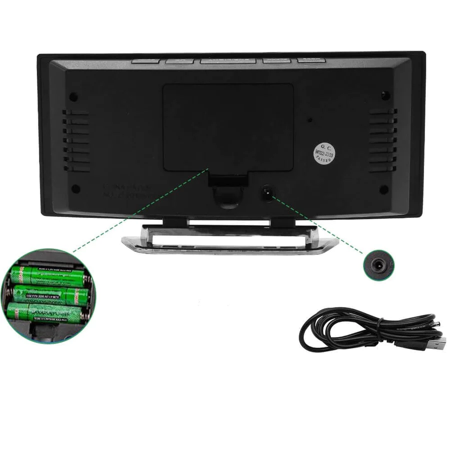 Digitale LED Wekker met Gebogen Display – Automatische Lichtregeling & Groot Scherm | Restfield