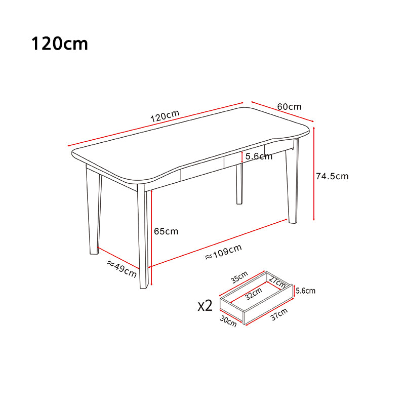 Massief Walnoot Bureau van Rubberhout met 2 Lades – Compact Studie en Thuiswerk Bureau 100 of 120 cm | Restfield