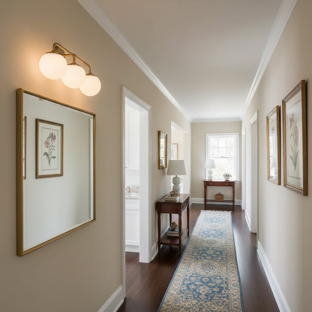 Art Deco Wandlamp met Bloemkap en Glazen Bol – Design Wandverlichting in Messing, Zwart of Nikkel voor Woonkamer en Badkamer | Restfield