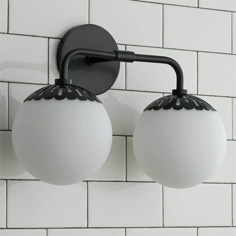 Art Deco Wandlamp met Bloemkap en Glazen Bol – Design Wandverlichting in Messing, Zwart of Nikkel voor Woonkamer en Badkamer | Restfield