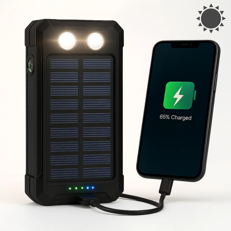 Zonnepaneel Powerbank Met 500.000mAh Capaciteit, Dubbele USB Poorten En Waterdichte Behuizing Voor Outdoor En Noodstroom | Restfield