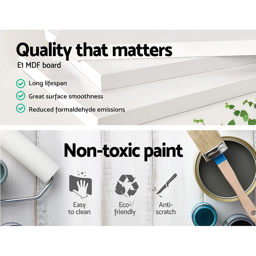 Smalle Witte Ladekast met 4 Lades – Landelijke Opbergkast van MDF 81 cm | Restfield