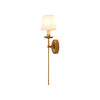 Luxe dubbele wandlamp met stoffen kap en antiek goud bladgoud afwerking voor hal en woonkamer | Restfield