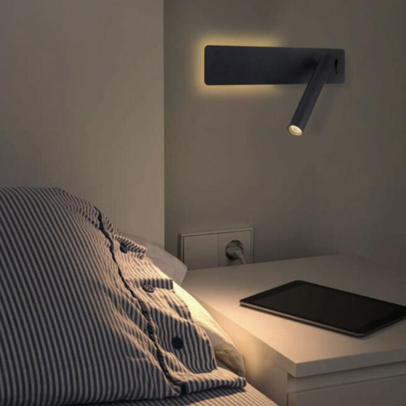 Minimalistische led wandlamp met leesarm en warm sfeerlicht voor slaapkamer | Restfield