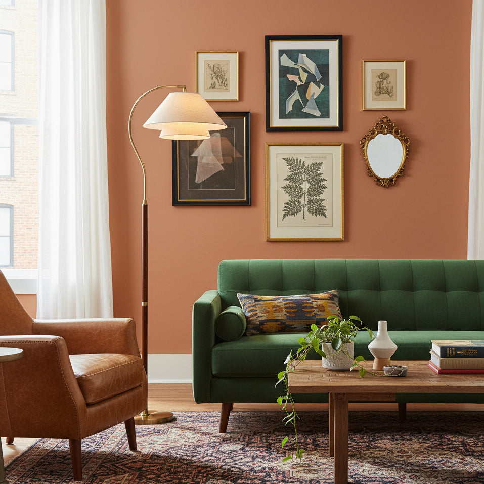 Luxe Vloerlamp met Dubbele Stoffen Kap en Houten Details – 155 cm Hoog Design Statement | Restfield