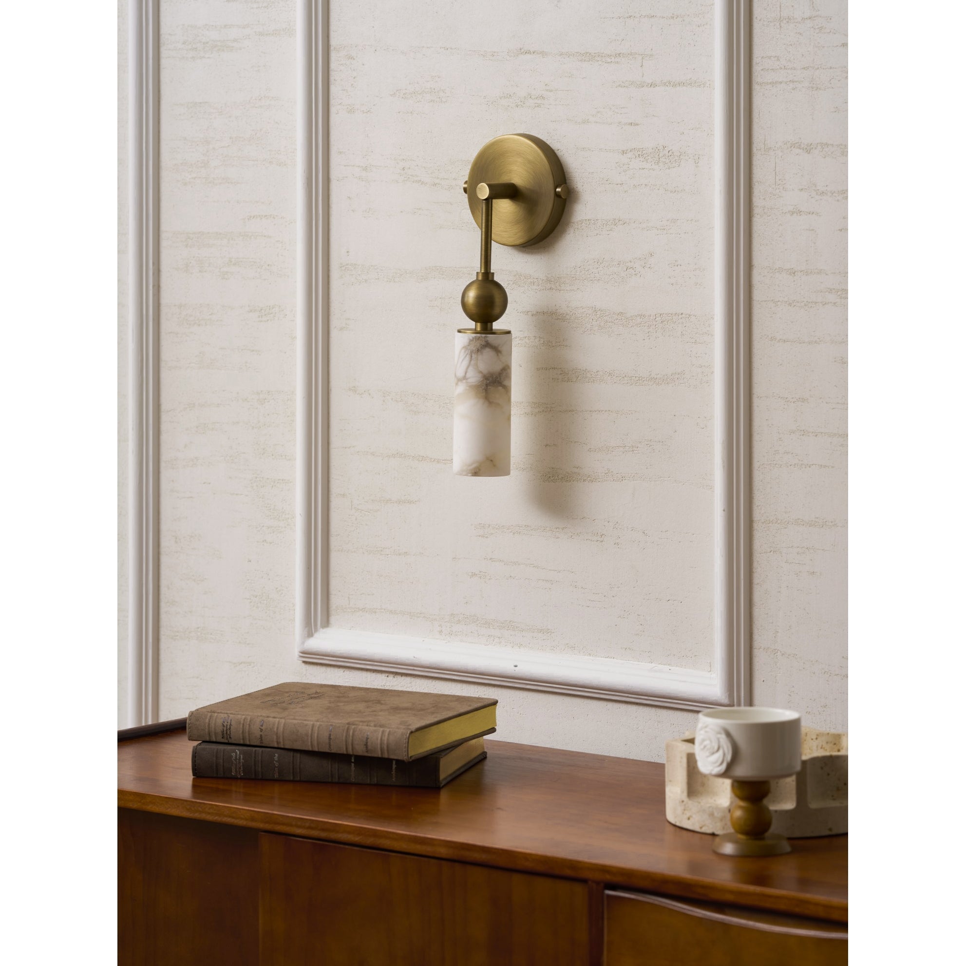 Vintage Wandlamp met Vogel in Messing en Alabaster – Design Wandlamp voor Slaapkamer, Hal en Woonkamer met E14 Fitting | Restfield