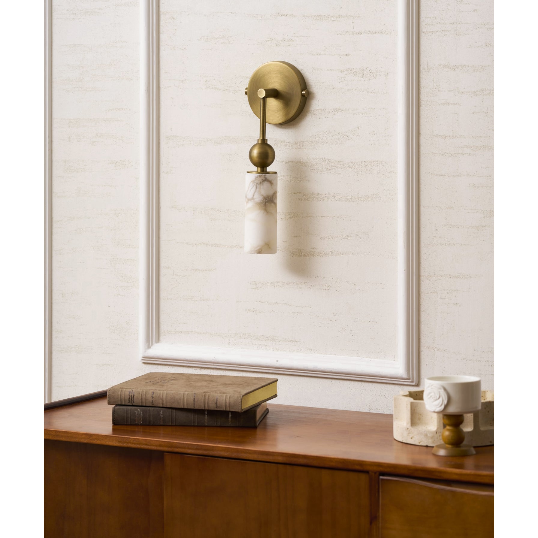 Vintage Wandlamp met Vogel in Messing en Alabaster – Design Wandlamp voor Slaapkamer, Hal en Woonkamer met E14 Fitting | Restfield