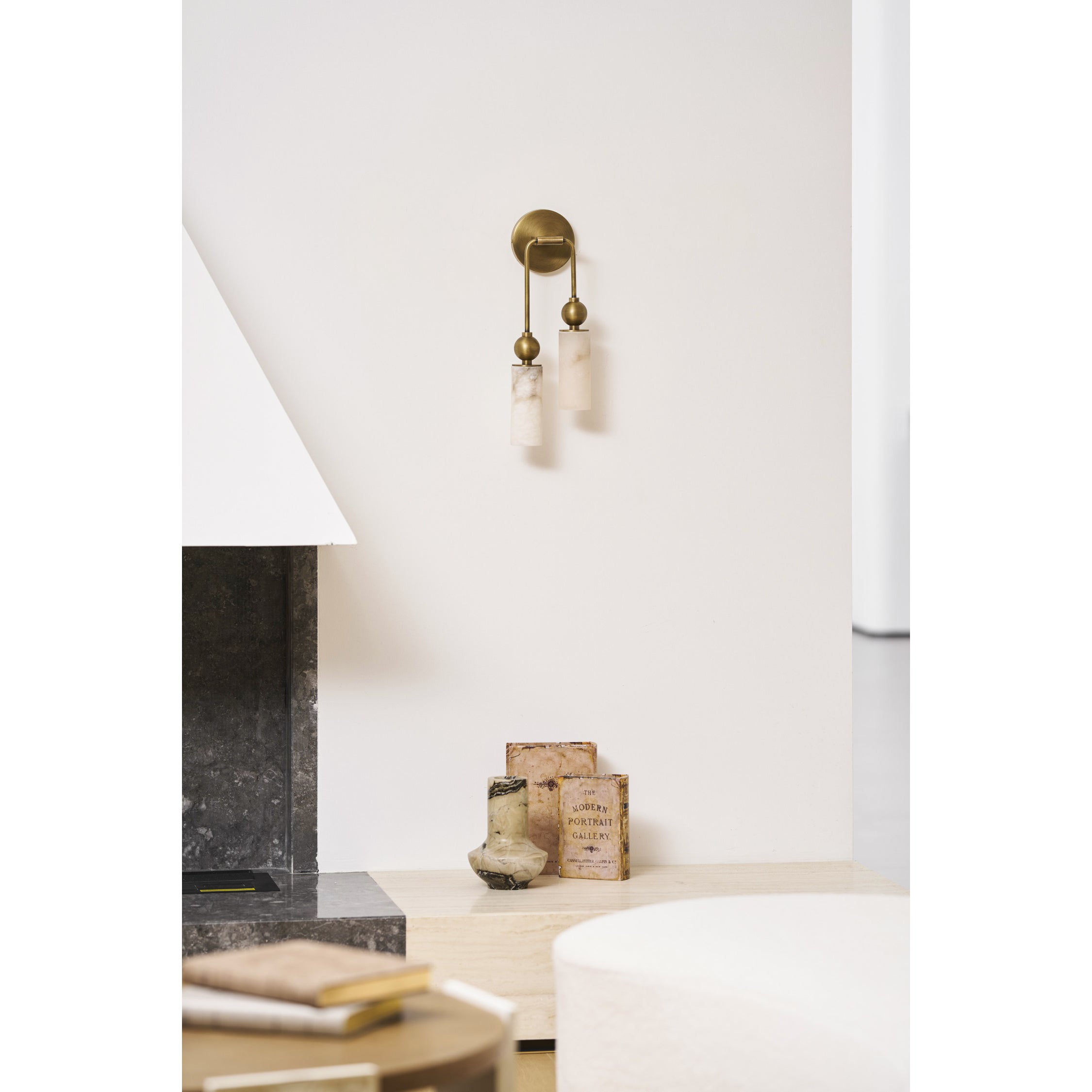 Vintage Wandlamp met Vogel in Messing en Alabaster – Design Wandlamp voor Slaapkamer, Hal en Woonkamer met E14 Fitting | Restfield