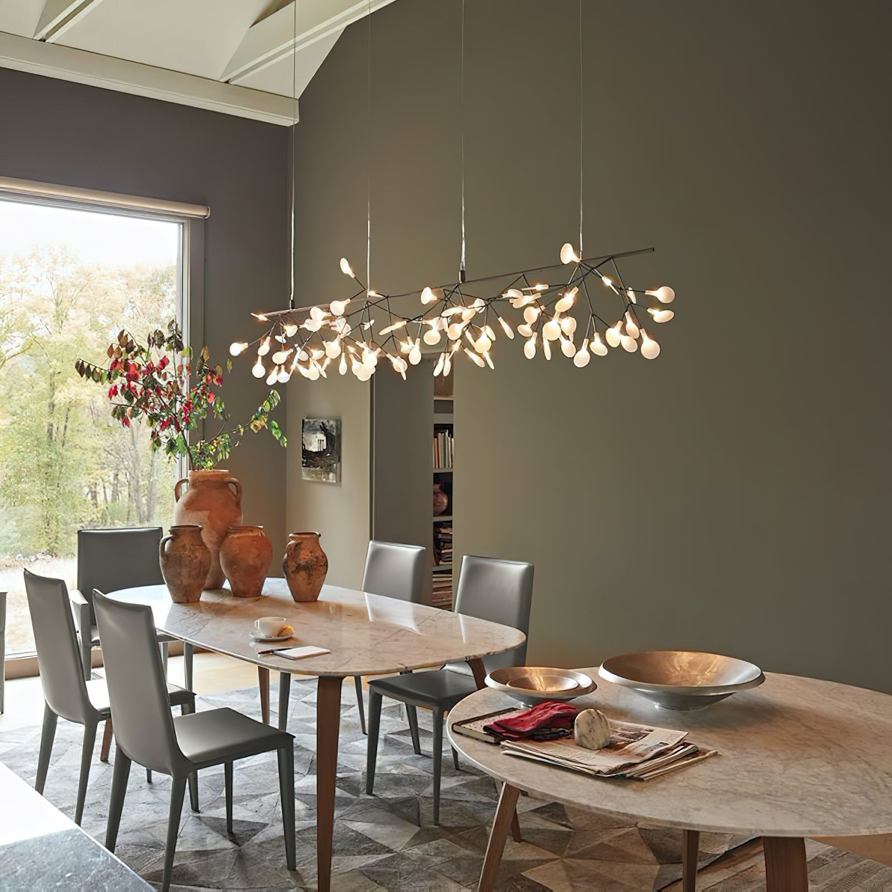 Design Heracleum Kroonluchter met LED Bladeren – Moderne Organische Hanglamp met 30 tot 108 Lichtpunten in Zwart of Roségoud | Restfield
