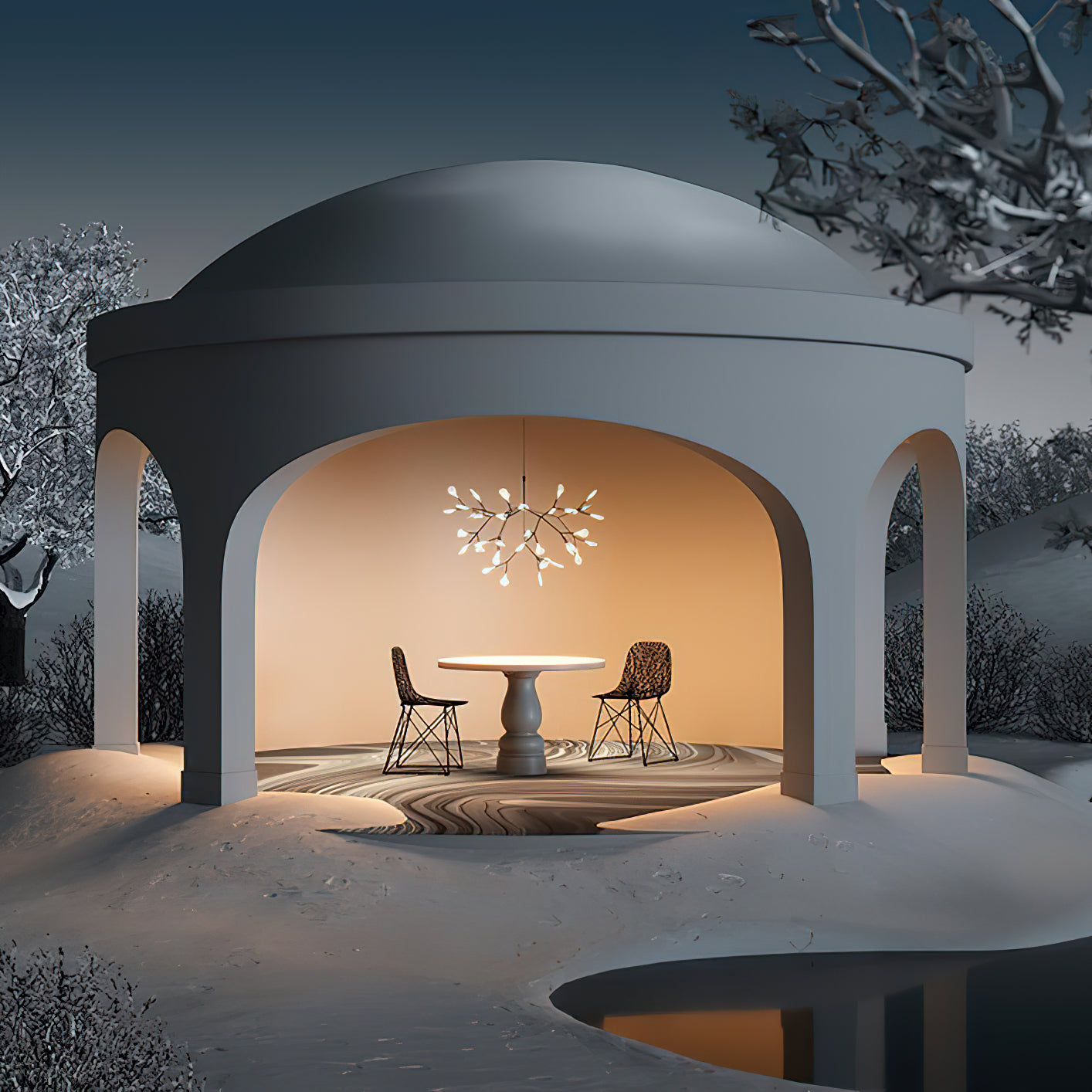 Design Heracleum Kroonluchter met LED Bladeren – Moderne Organische Hanglamp met 30 tot 108 Lichtpunten in Zwart of Roségoud | Restfield