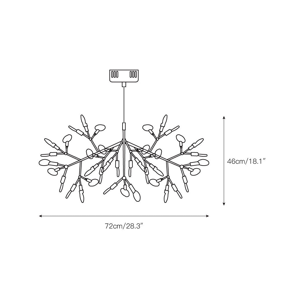 Design Heracleum Kroonluchter met LED Bladeren – Moderne Organische Hanglamp met 30 tot 108 Lichtpunten in Zwart of Roségoud | Restfield