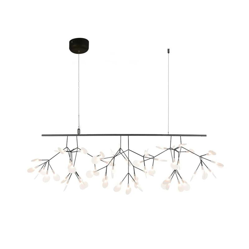 Design Heracleum Kroonluchter met LED Bladeren – Moderne Organische Hanglamp met 30 tot 108 Lichtpunten in Zwart of Roségoud | Restfield