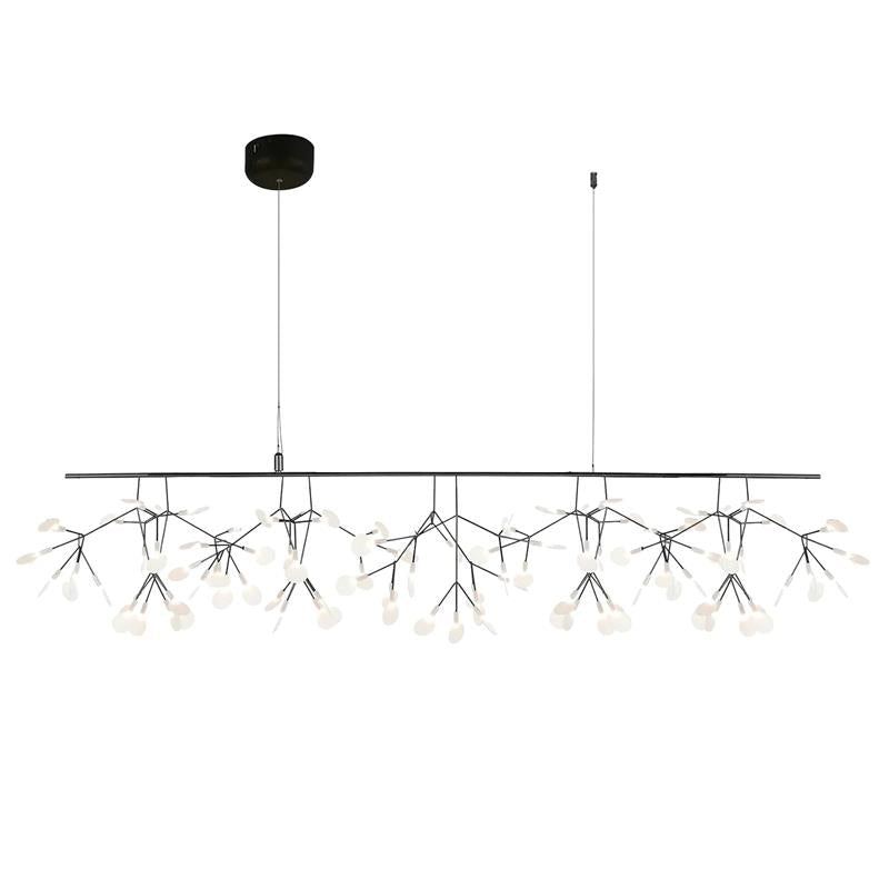 Design Heracleum Kroonluchter met LED Bladeren – Moderne Organische Hanglamp met 30 tot 108 Lichtpunten in Zwart of Roségoud | Restfield