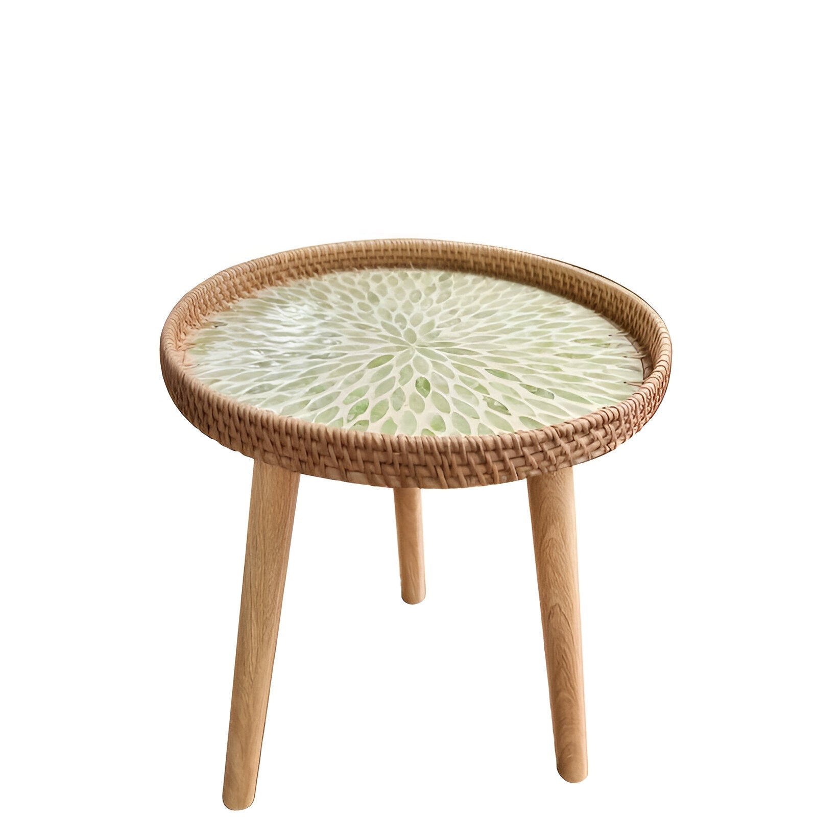 Ronde Bijzettafel Rattan Hout Scandinavisch 35x40cm Driepoot | Restfield