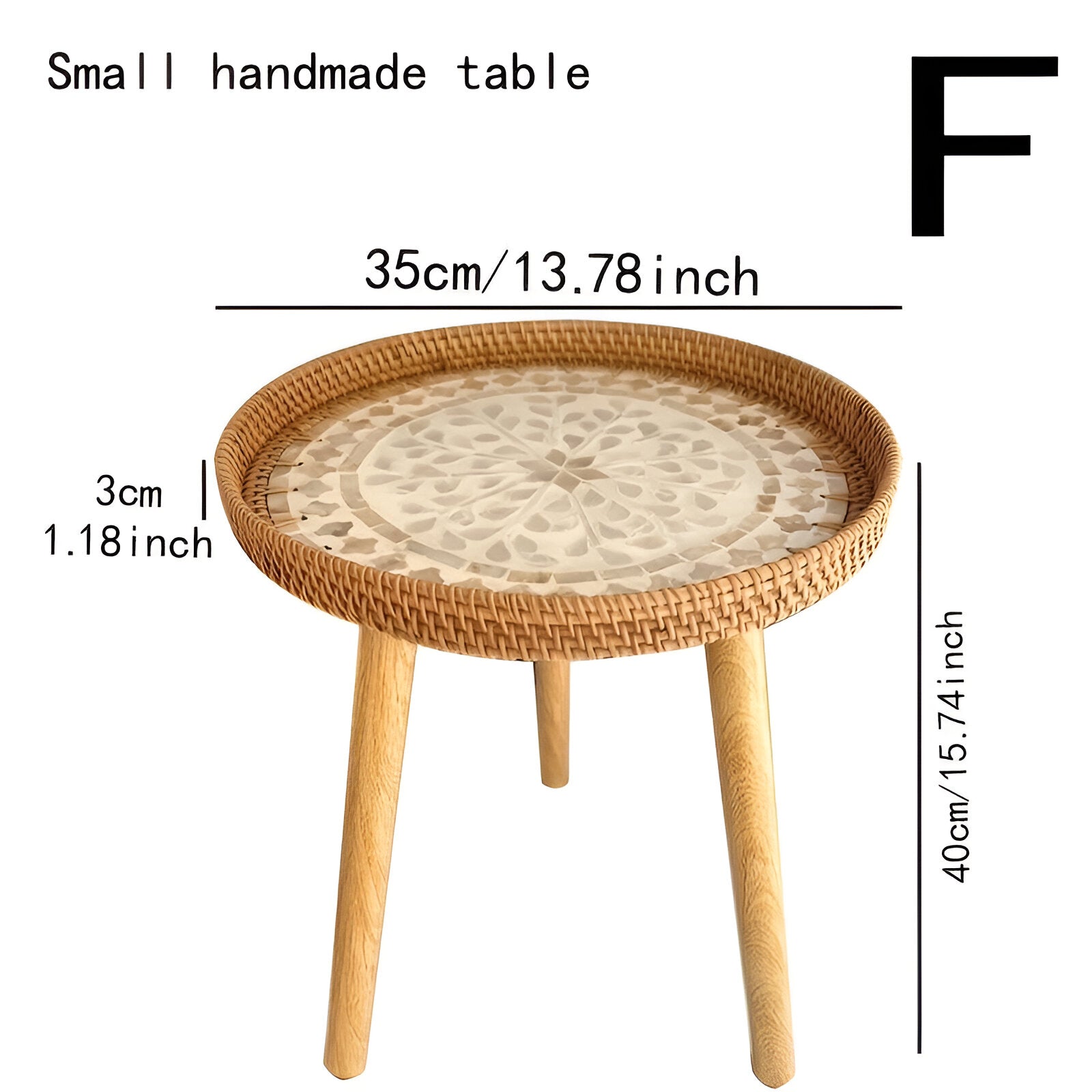 Ronde Bijzettafel Rattan Hout Scandinavisch 35x40cm Driepoot | Restfield