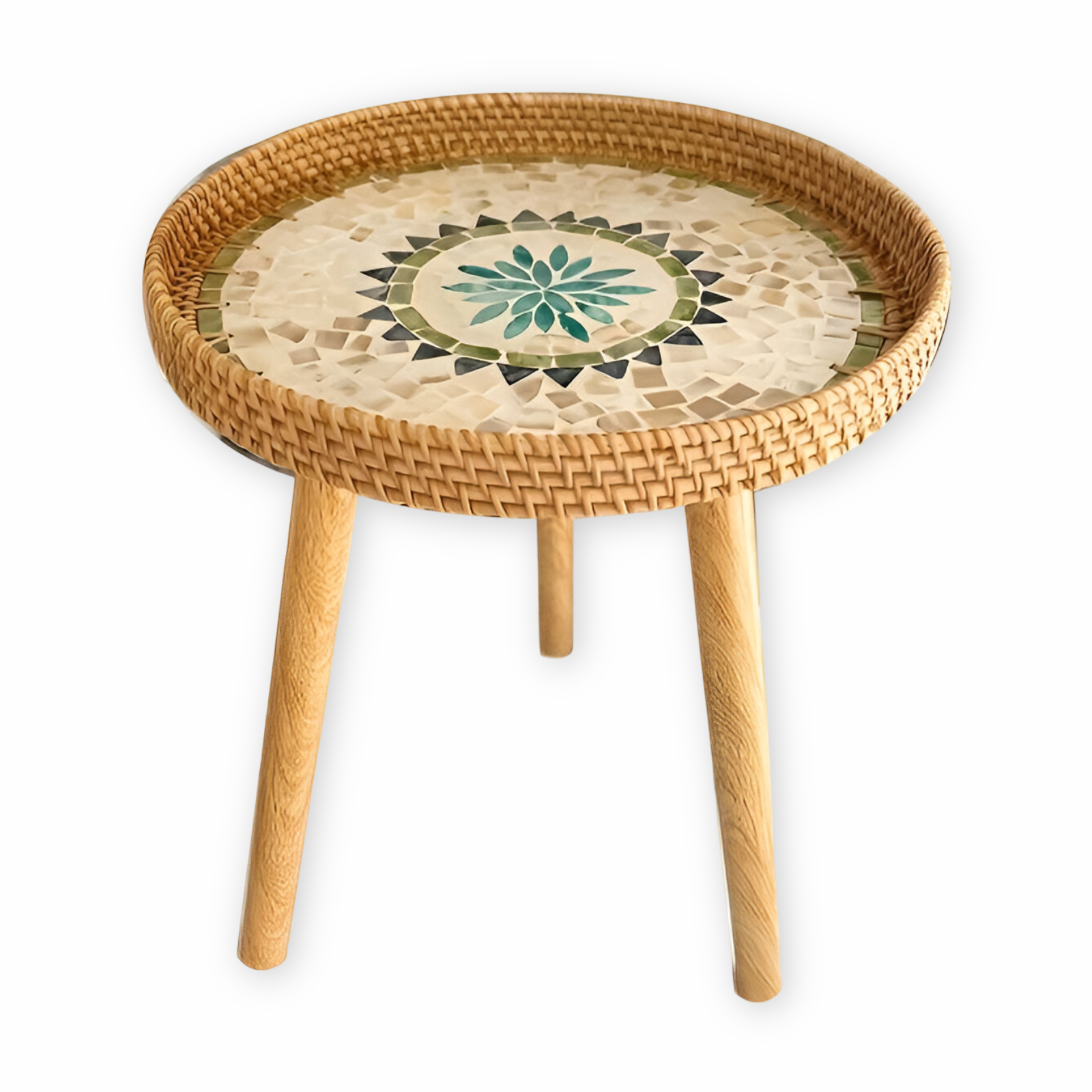 Ronde Bijzettafel Rattan Hout Scandinavisch 35x40cm Driepoot | Restfield