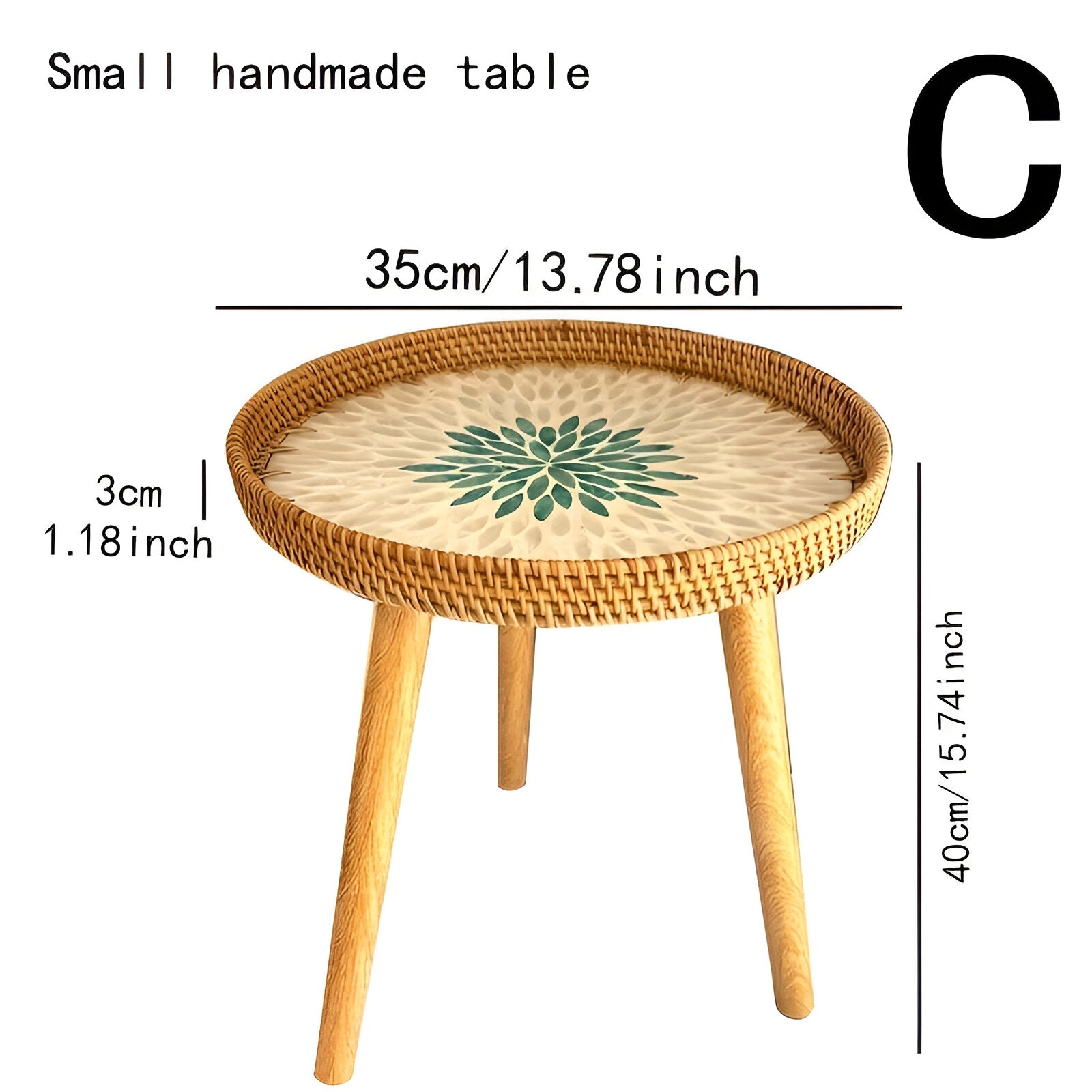 Ronde Bijzettafel Rattan Hout Scandinavisch 35x40cm Driepoot | Restfield