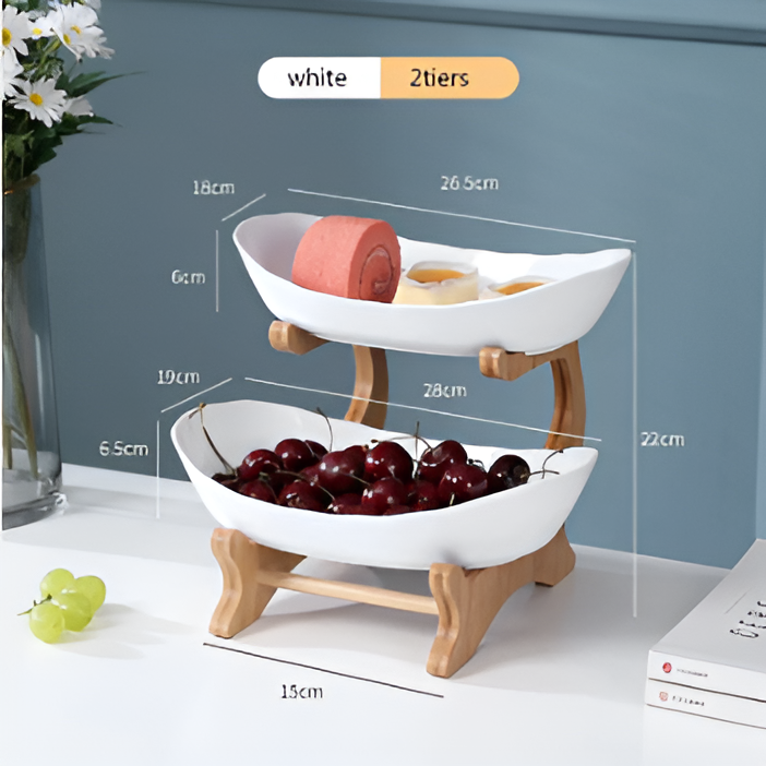 Fruitmand 3 Etages Houten Standaard Met Schalen Keuken Organizer | Restfield