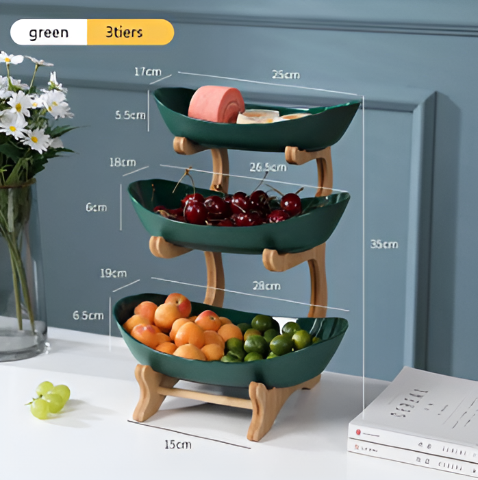 Fruitmand 3 Etages Houten Standaard Met Schalen Keuken Organizer | Restfield