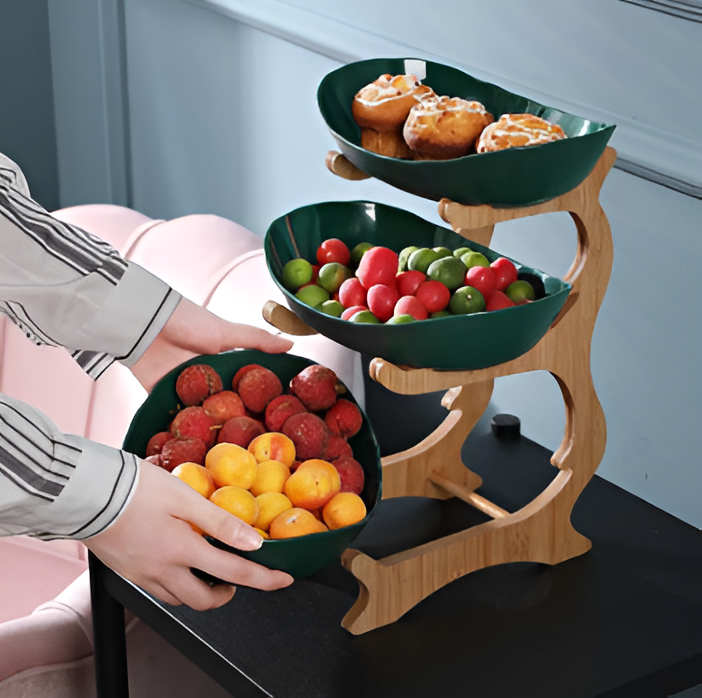 Fruitmand 3 Etages Houten Standaard Met Schalen Keuken Organizer | Restfield
