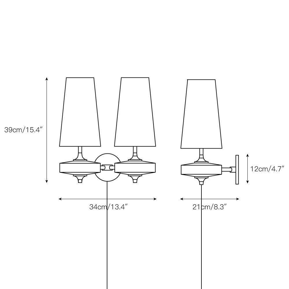 Design Wandlamp met Stekker in Hout en Messing – Natuurlijke Verlichting met Stoffen Kap 1 of 2 Lichtpunten | Restfield
