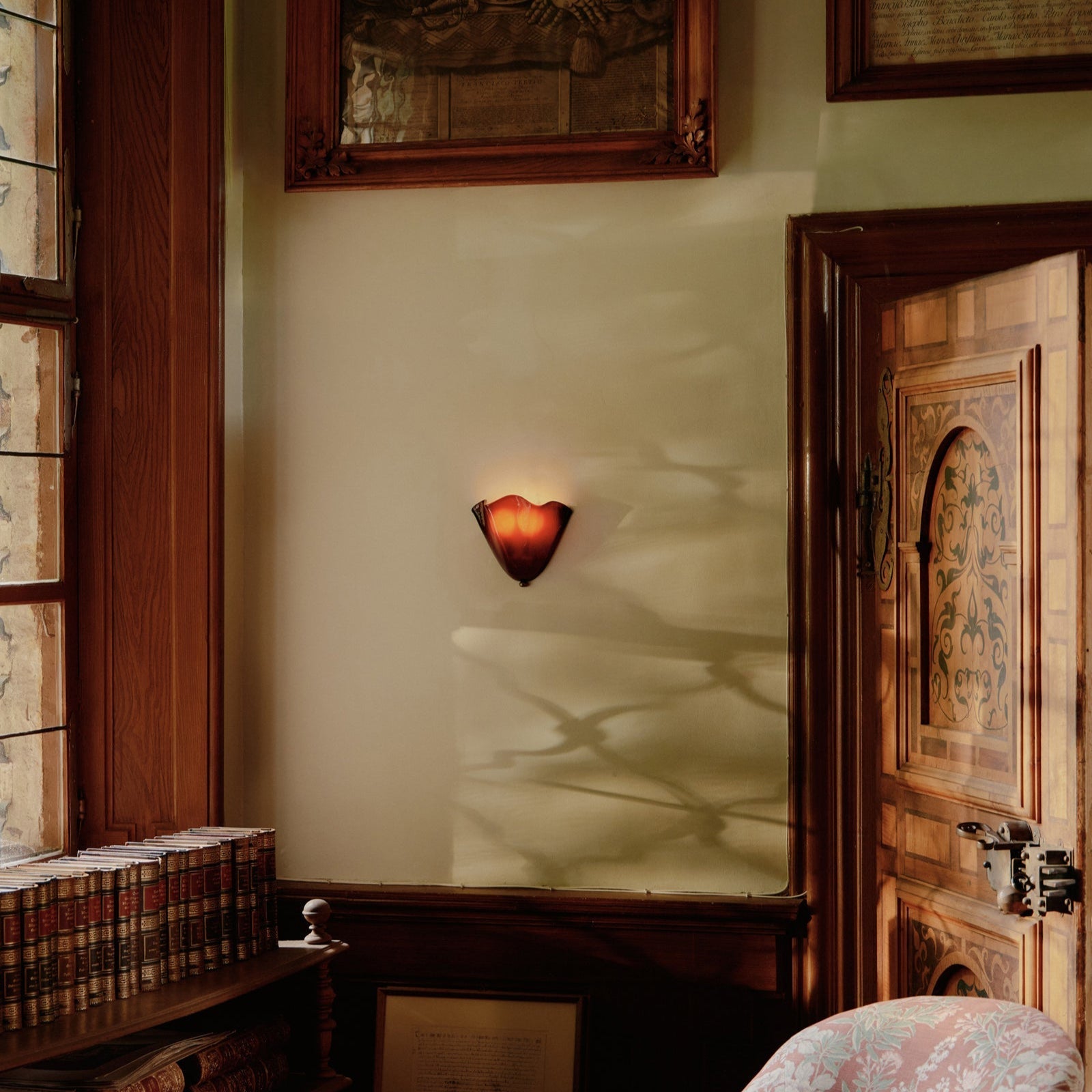 Wandlamp Glas In Lood Retro Art Deco Schelp 28cm E14 | Restfield