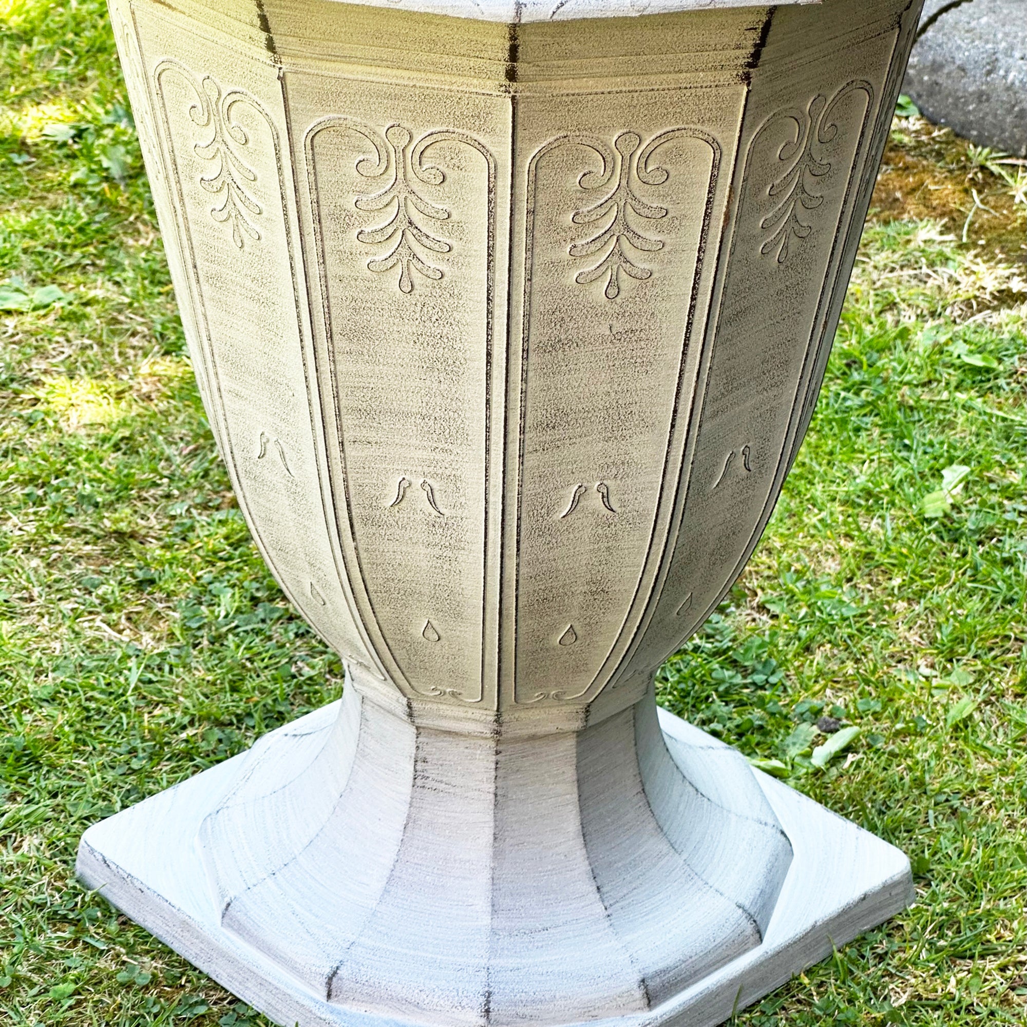 Bloempot Urne Steeneffect Grijs Plastic 33x40cm Buiten Weerbestendig Lichtgewicht Tuin