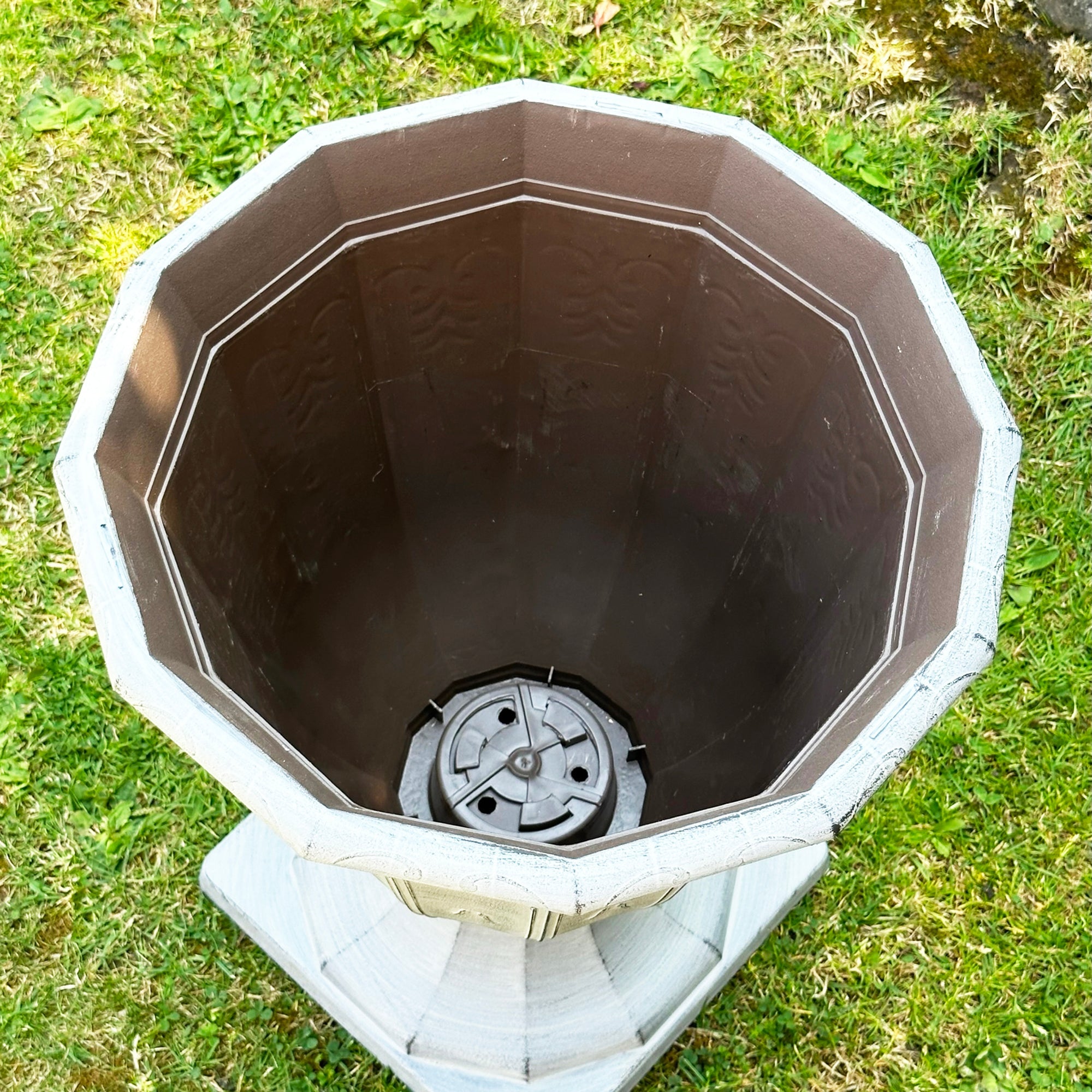 Bloempot Urne Steeneffect Grijs Plastic 33x40cm Buiten Weerbestendig Lichtgewicht Tuin