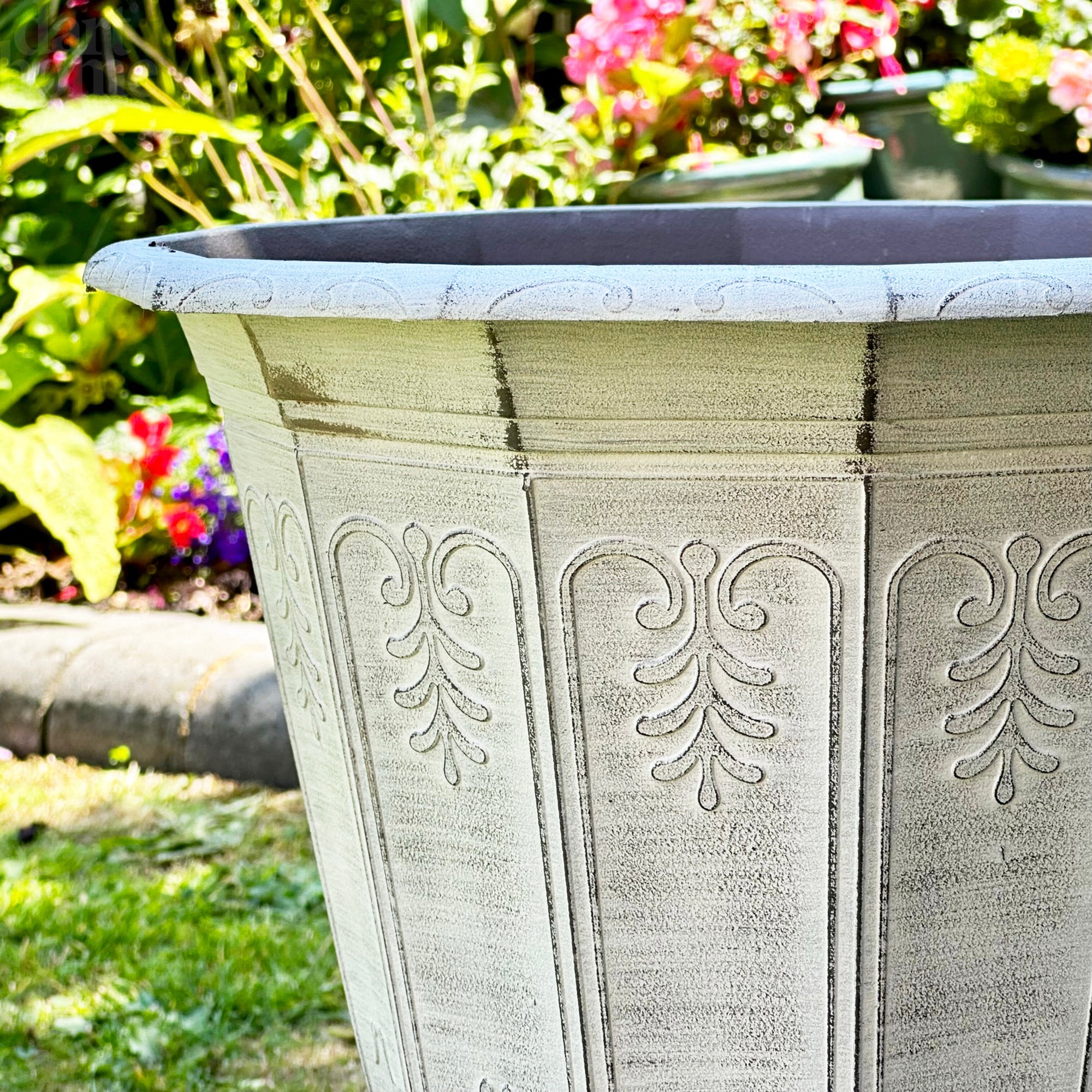 Bloempot Urne Steeneffect Grijs Plastic 33x40cm Buiten Weerbestendig Lichtgewicht Tuin