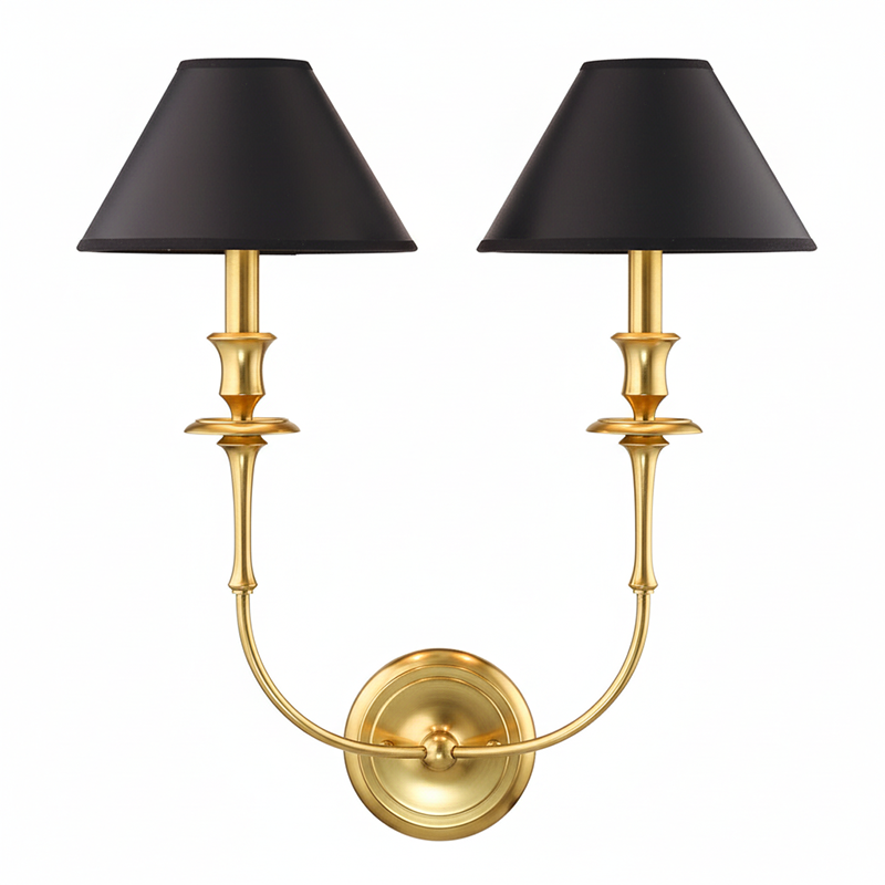 Moderne Wandlamp met Zwarte Stoffen Kap in Messing, Nikkel of Zwart – 1 of 2 Lichtpunten Design Verlichting | Restfield