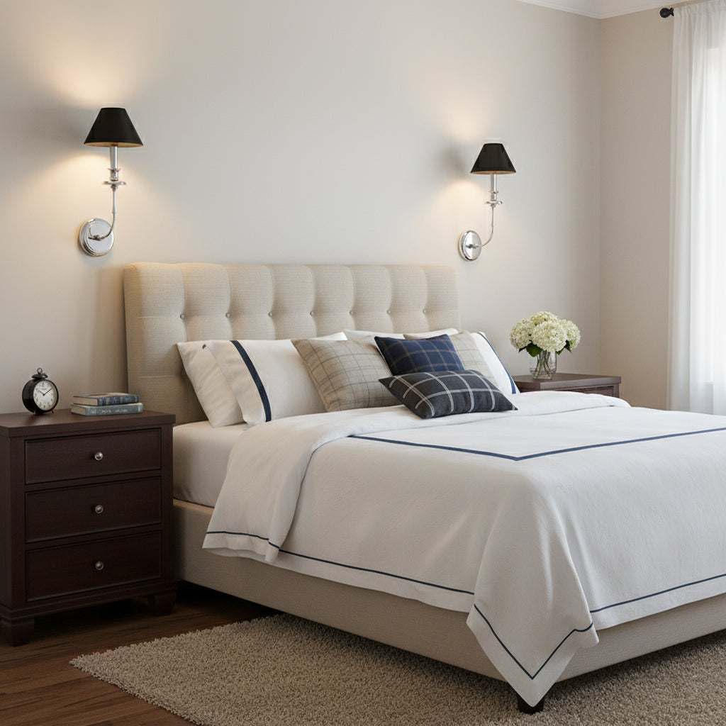 Moderne Wandlamp met Zwarte Stoffen Kap in Messing, Nikkel of Zwart – 1 of 2 Lichtpunten Design Verlichting | Restfield