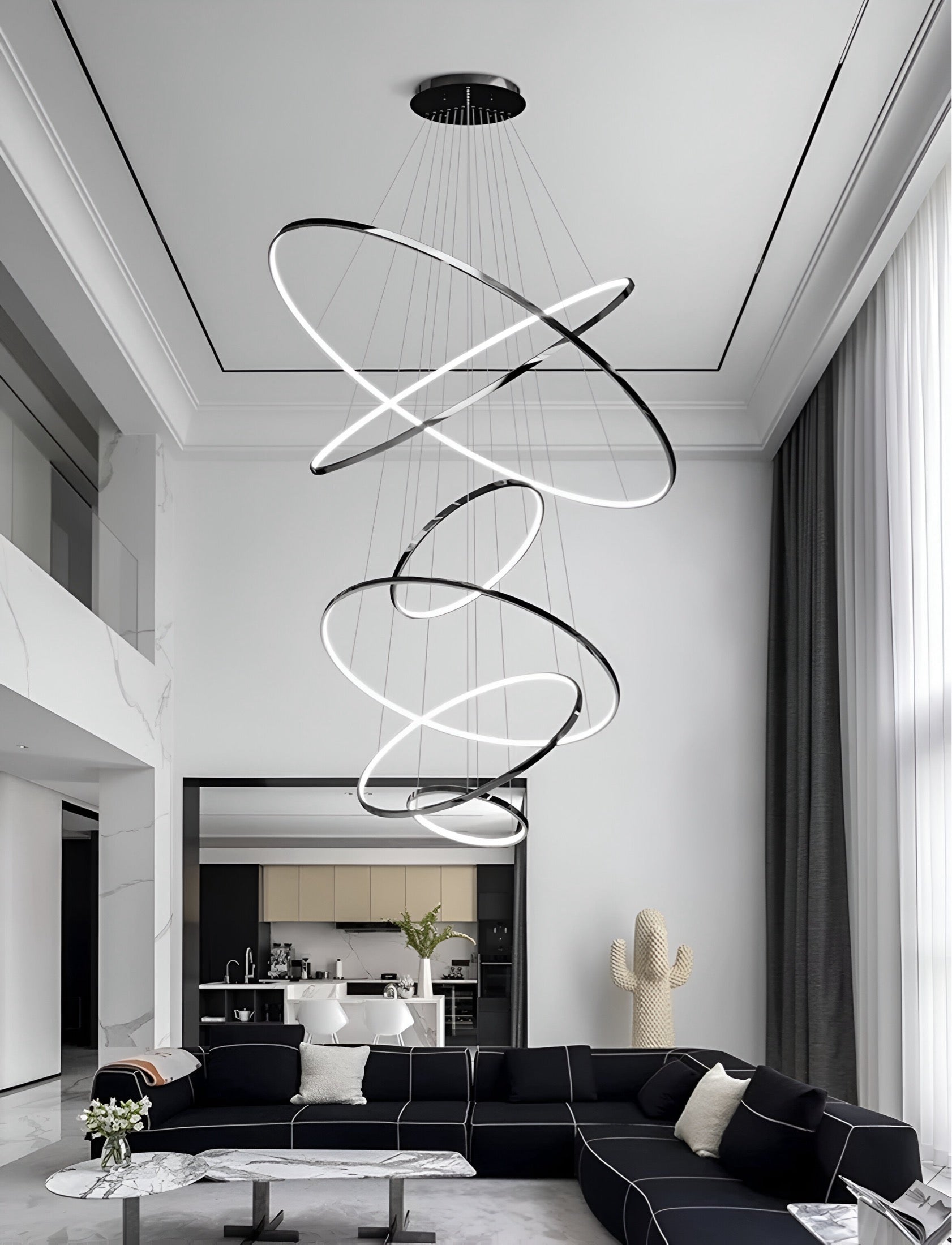 LED Kroonluchter Ringen Dimbaar RVS Goud Of Zwart 3 Tot 8 Elementen | Restfield