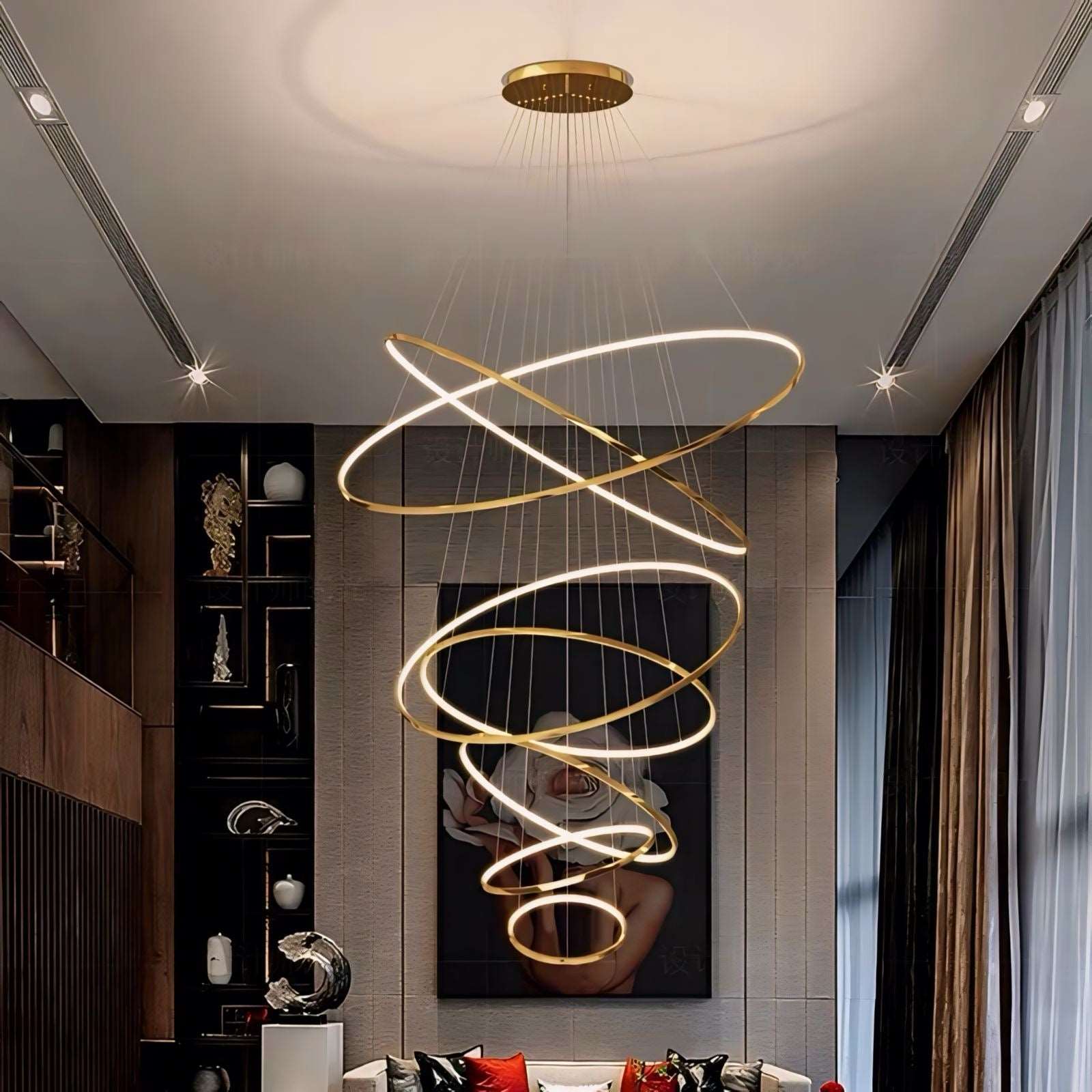 LED Kroonluchter Ringen Dimbaar RVS Goud Of Zwart 3 Tot 8 Elementen | Restfield