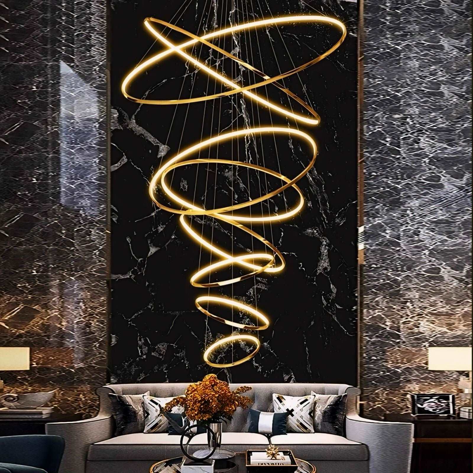 LED Kroonluchter Ringen Dimbaar RVS Goud Of Zwart 3 Tot 8 Elementen | Restfield