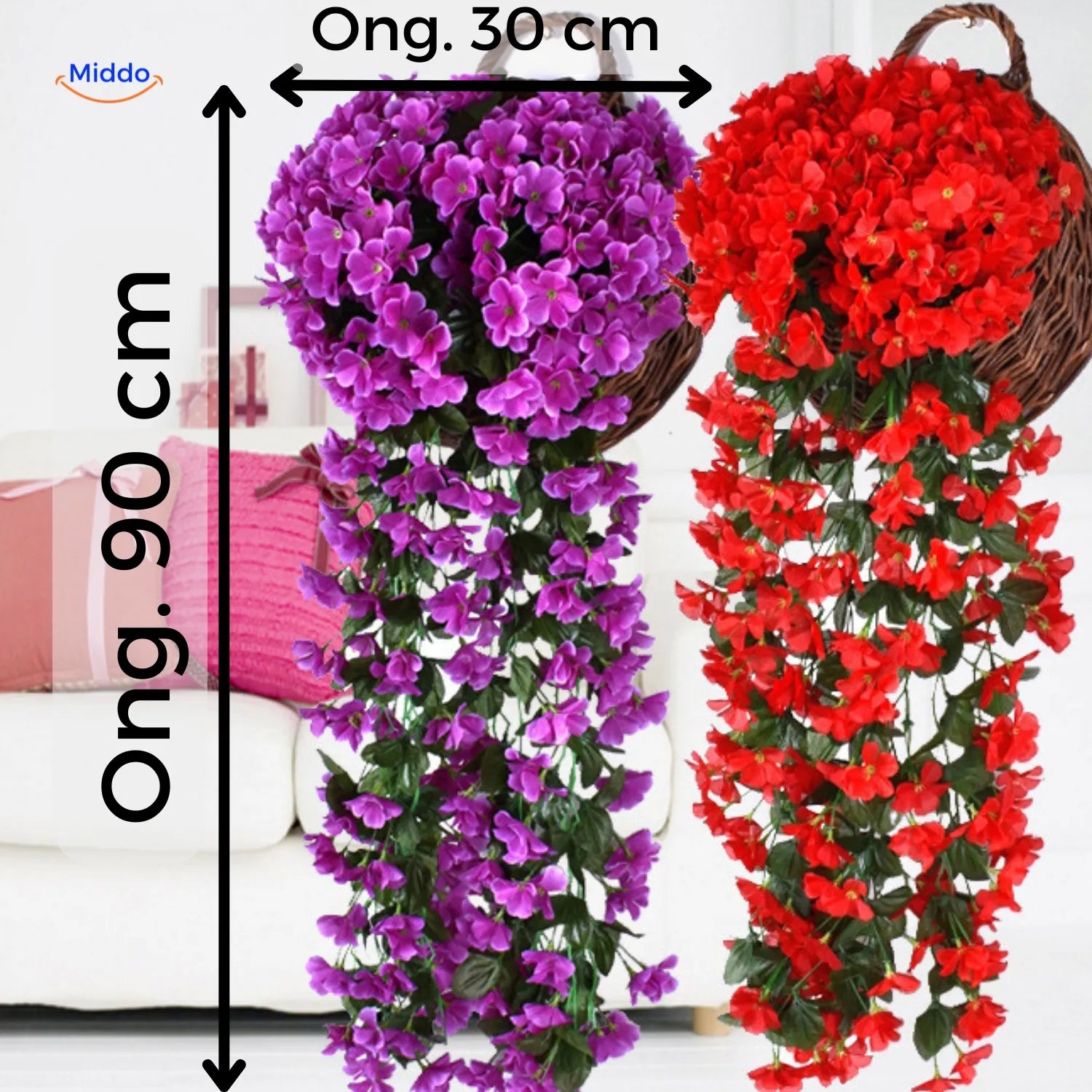 Kunst orchidee hangplant met hangende bloemen voor wanddecoratie, interieur en bruiloften | Restfield