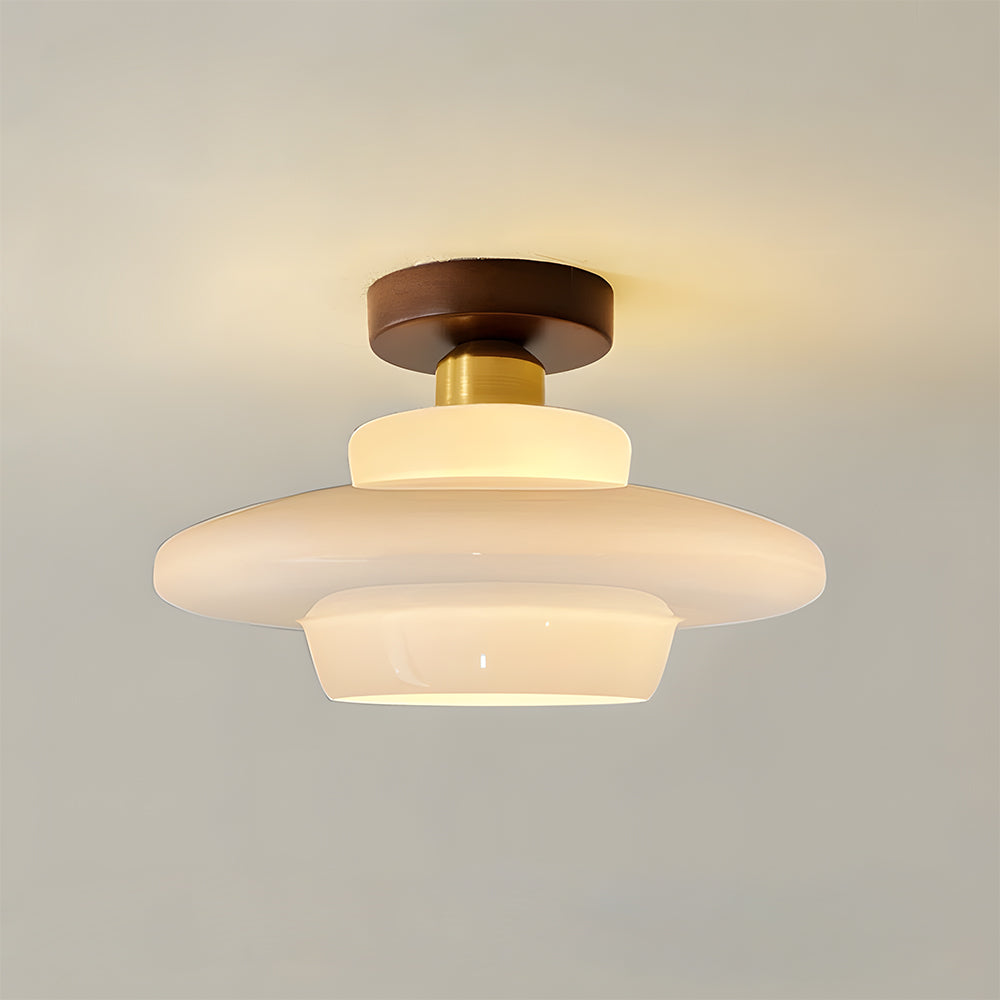 Deckenleuchte Walnussholz Glas Skandinavisch E27 Flur Gang Küche Esszimmer Nordic Natur Kupfer | Restfield