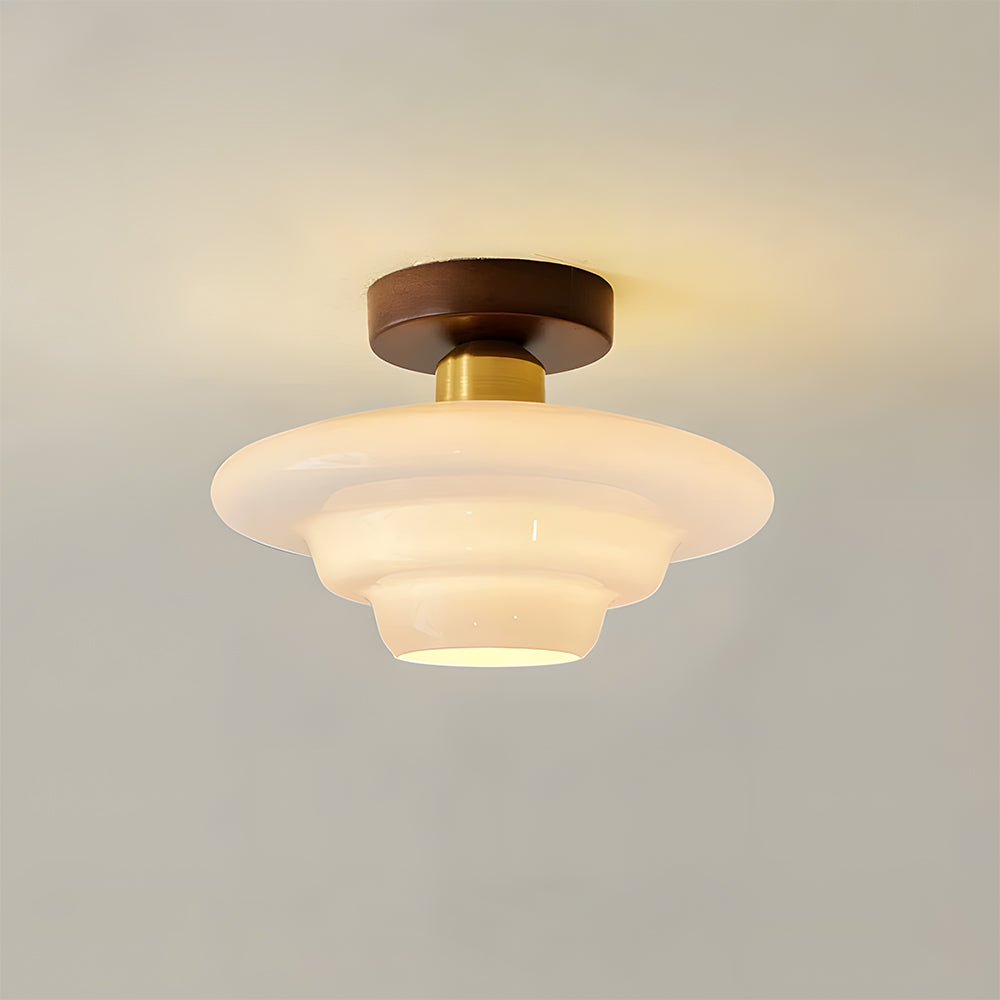 Deckenleuchte Walnussholz Glas Skandinavisch E27 Flur Gang Küche Esszimmer Nordic Natur Kupfer | Restfield