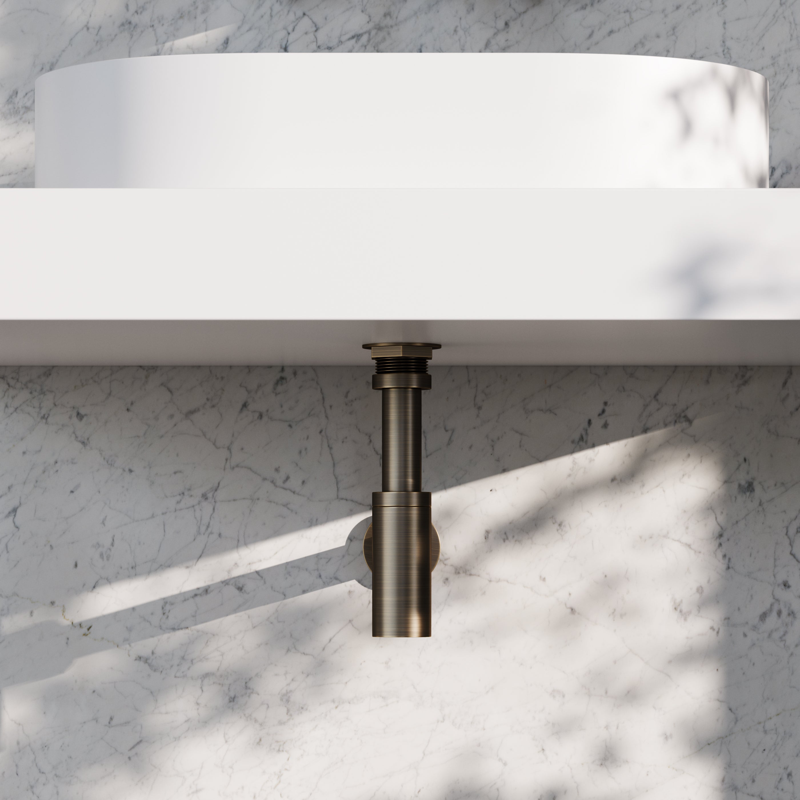 Sifon Wastafel Rond Geborsteld Brons Design Afvoer Badkamer Inkortbaar Complete Set